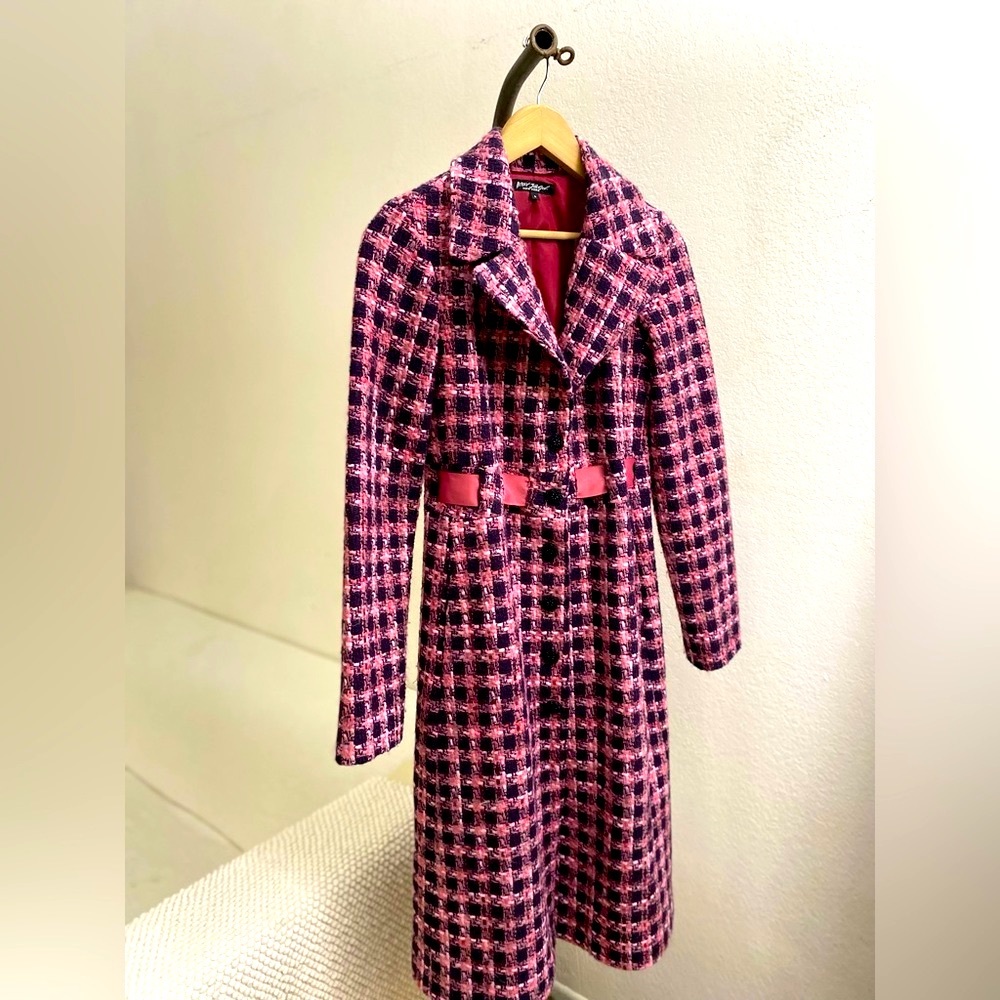 Betsey Johnson Tweed Pink & Plum Coat